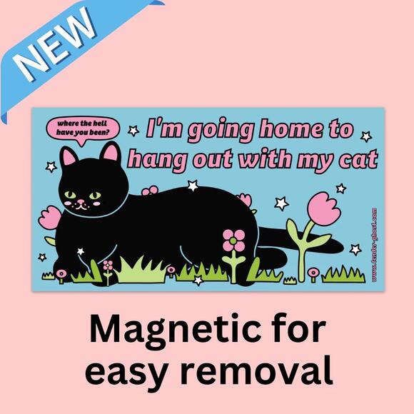 Rather Be Home With My Cat Magnetic Bumper Sticker Tender Ghost Cat Lover Lady - Picture 1 of 1